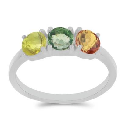 BUY MULTI SAPPHIRE GEMSTONE RING IN 925 SILVER 